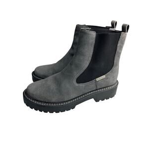 Calvin Klein Grey Suede Chelsea Lug Sole Boots Size 9M